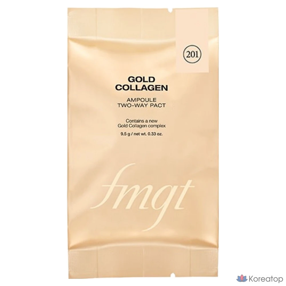 Сменный блок FMGT Gold Collagen Two-Way Pact Pouch 9,5 г, цвет 201, абрикосово-бежевый, 1 шт.