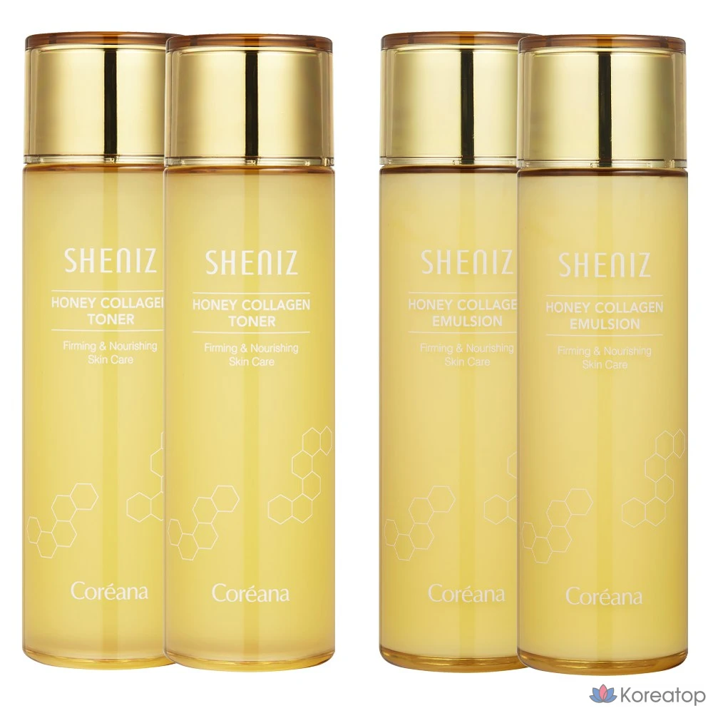 Тоник для лица Coreana Shine с медом и коллагеном 150 мл + Эмульсия 150 мл, 2 комплекта