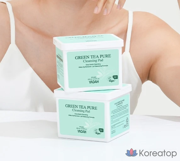 Очищающие подушечки для лица Yadah с зеленым чаем, 60 листов, 1 упаковка