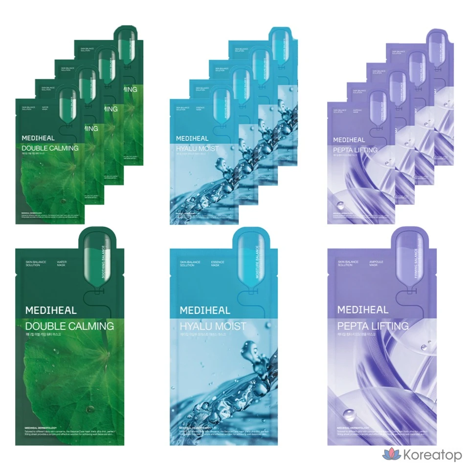 Набор из 3 масок для ежедневного использования Mediheal Daily Solution Mask Pack, 15 штук, 1 упаковка.