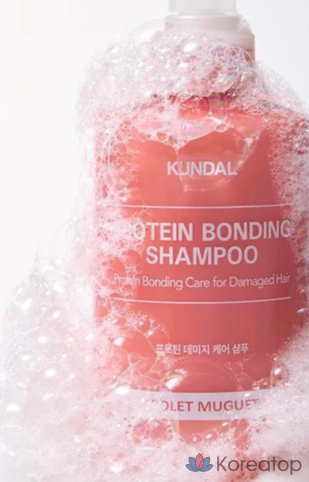 Набор Kundal Protein Damage Care: шампунь с ароматом фиолетового муге 500 мл + средство для ухода 250 мл, 1 комплект.