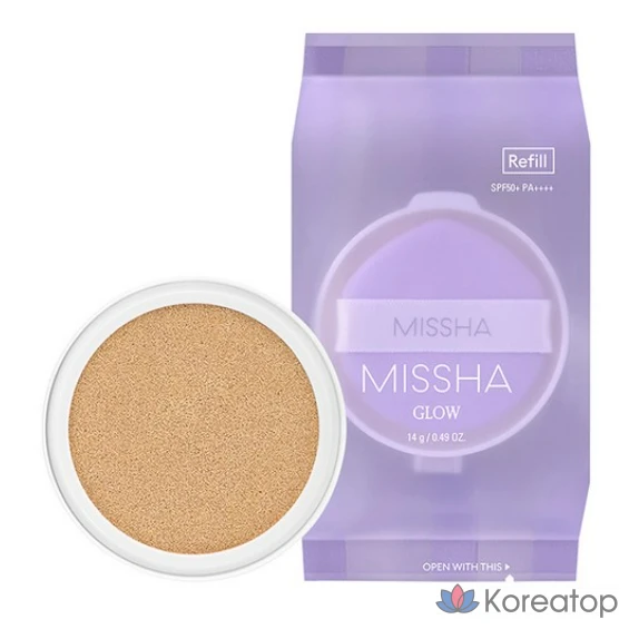 Сменный блок тонального крема Missha Glow Layering Fit Cushion, 14 г, цвет 017, слоновая кость, 1 шт.