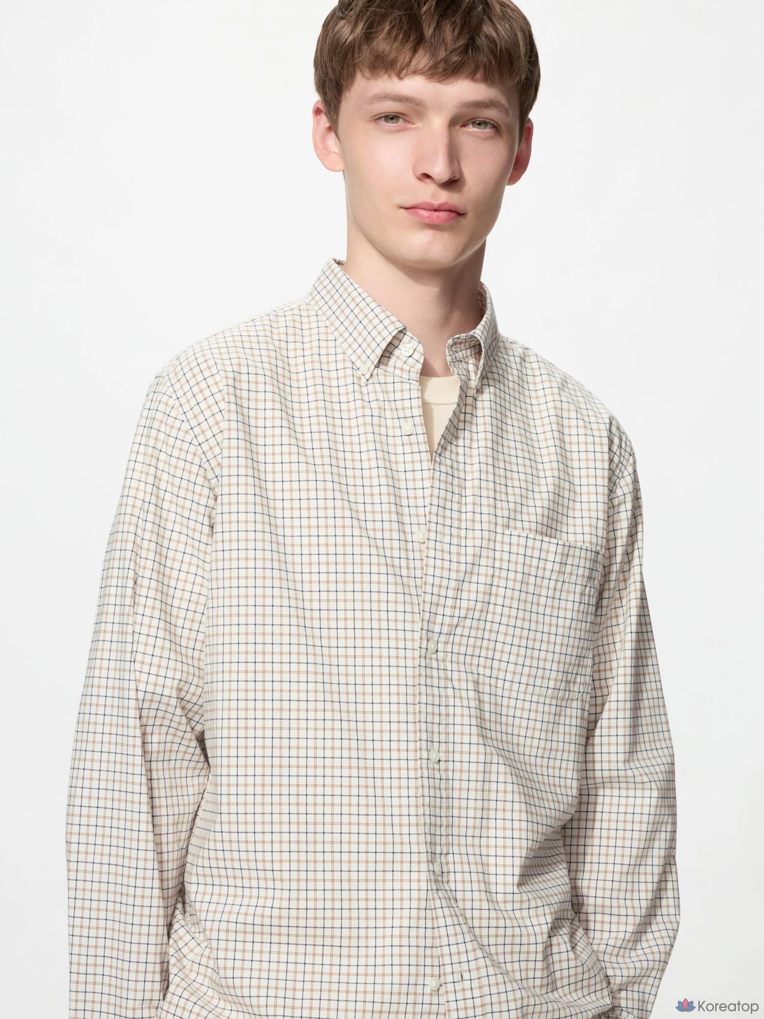 Рубашка Uniqlo Broadcloth Shirt Button-Down Collar Check B