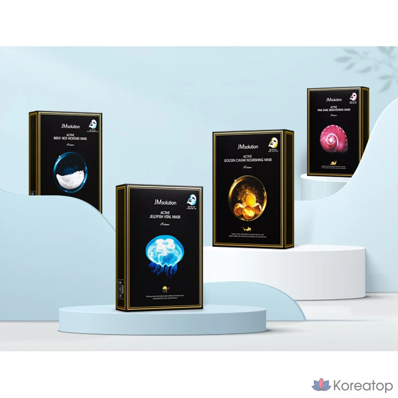 Набор масок JM Solution Active Solution: Золотая икра 10 шт. + Птичье гнездо 10 шт. + Розовая улитка 10 шт. + Медуза 10 шт., 40 штук, 4 упаковки., фото 10