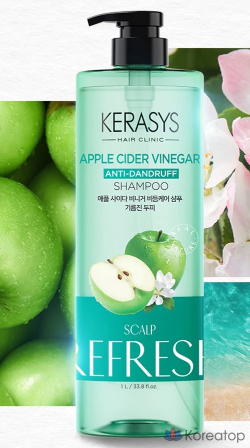 Охлаждающий шампунь против перхоти KeraSys с яблочным уксусом, 1 л, 1 шт.