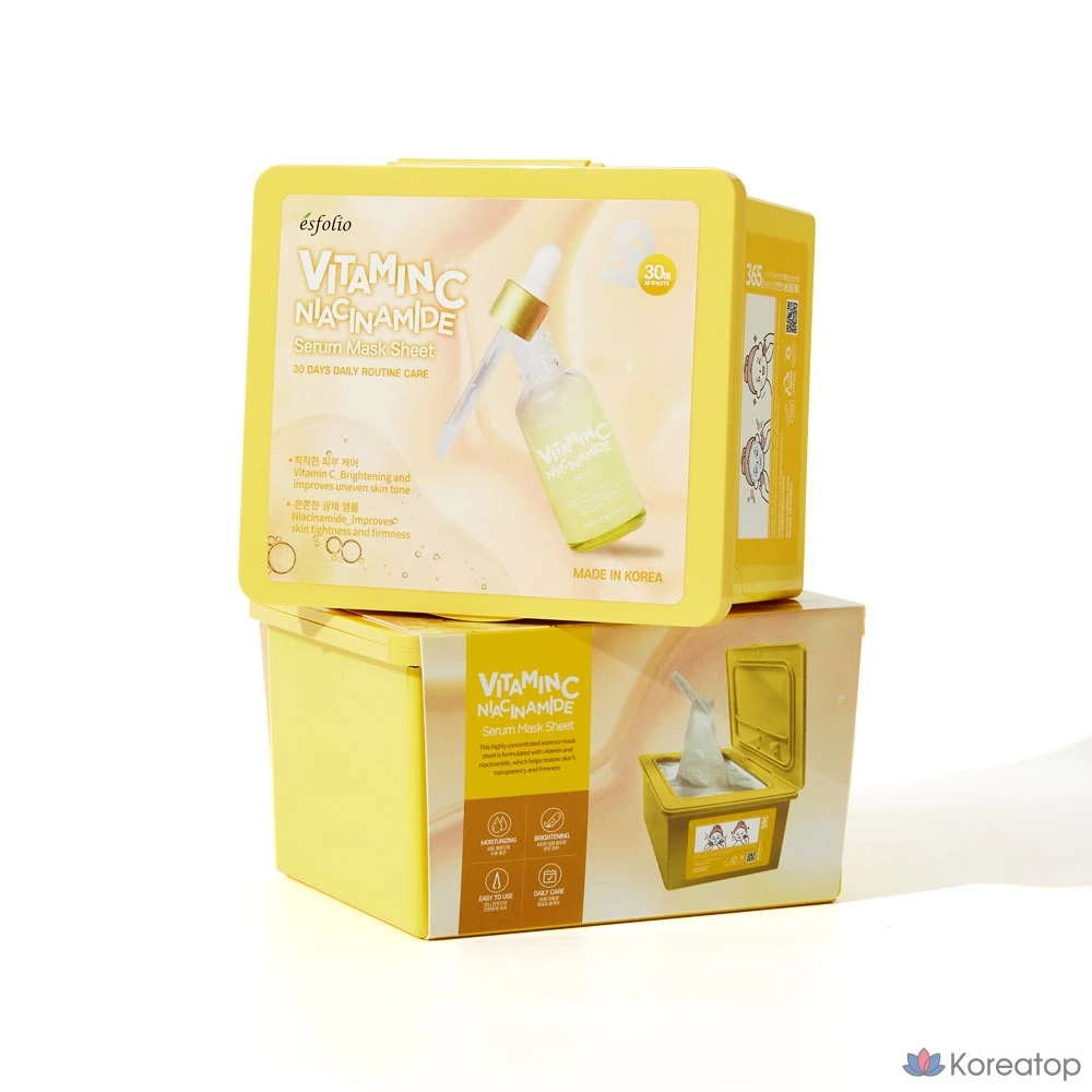 Набор масок-эссенций Esfolio с витамином С, 13 флаконов ампул с витамином С, 1 упаковка, 30 масок