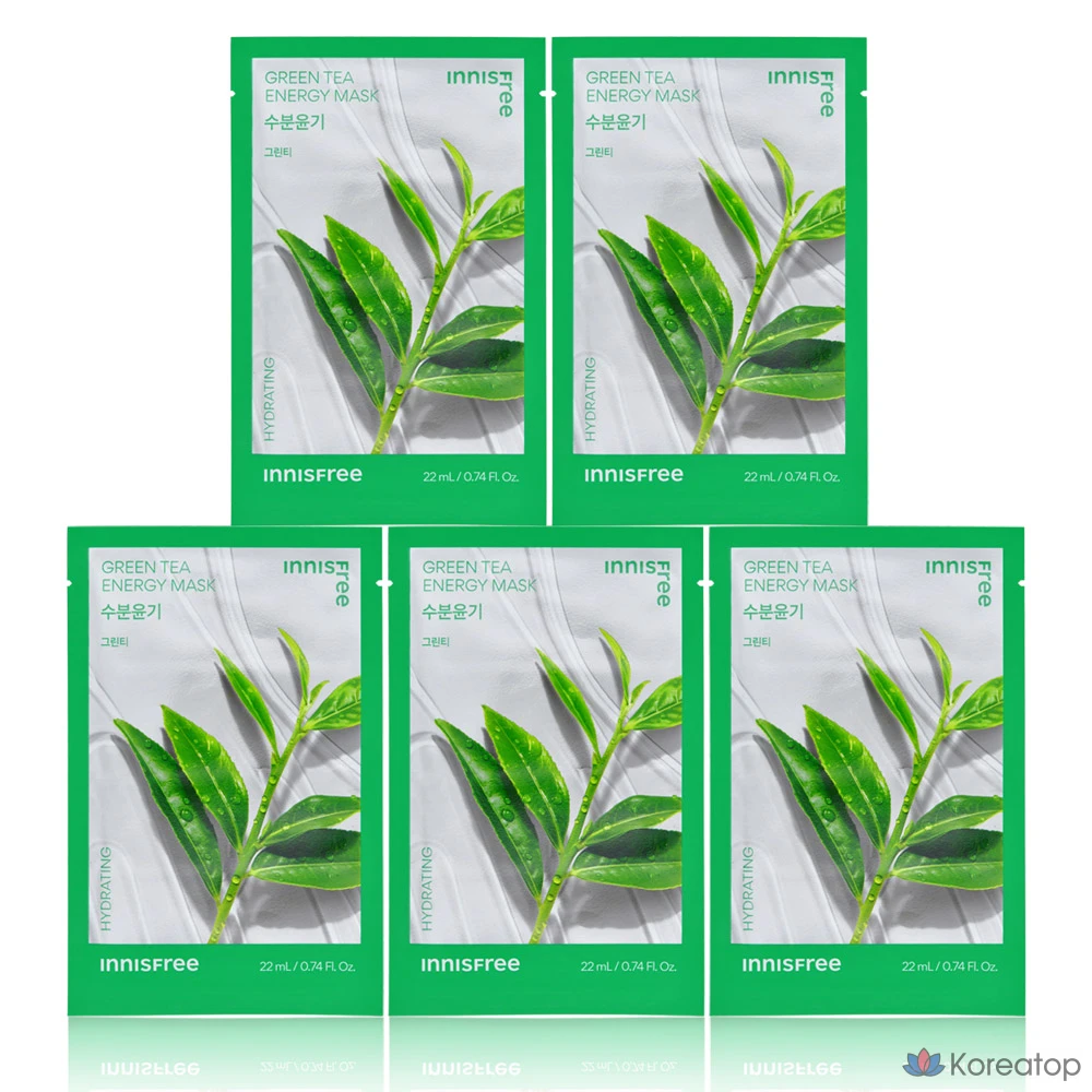 Энергетическая маска Innisfree с зеленым чаем, 1 упаковка, 5 штук