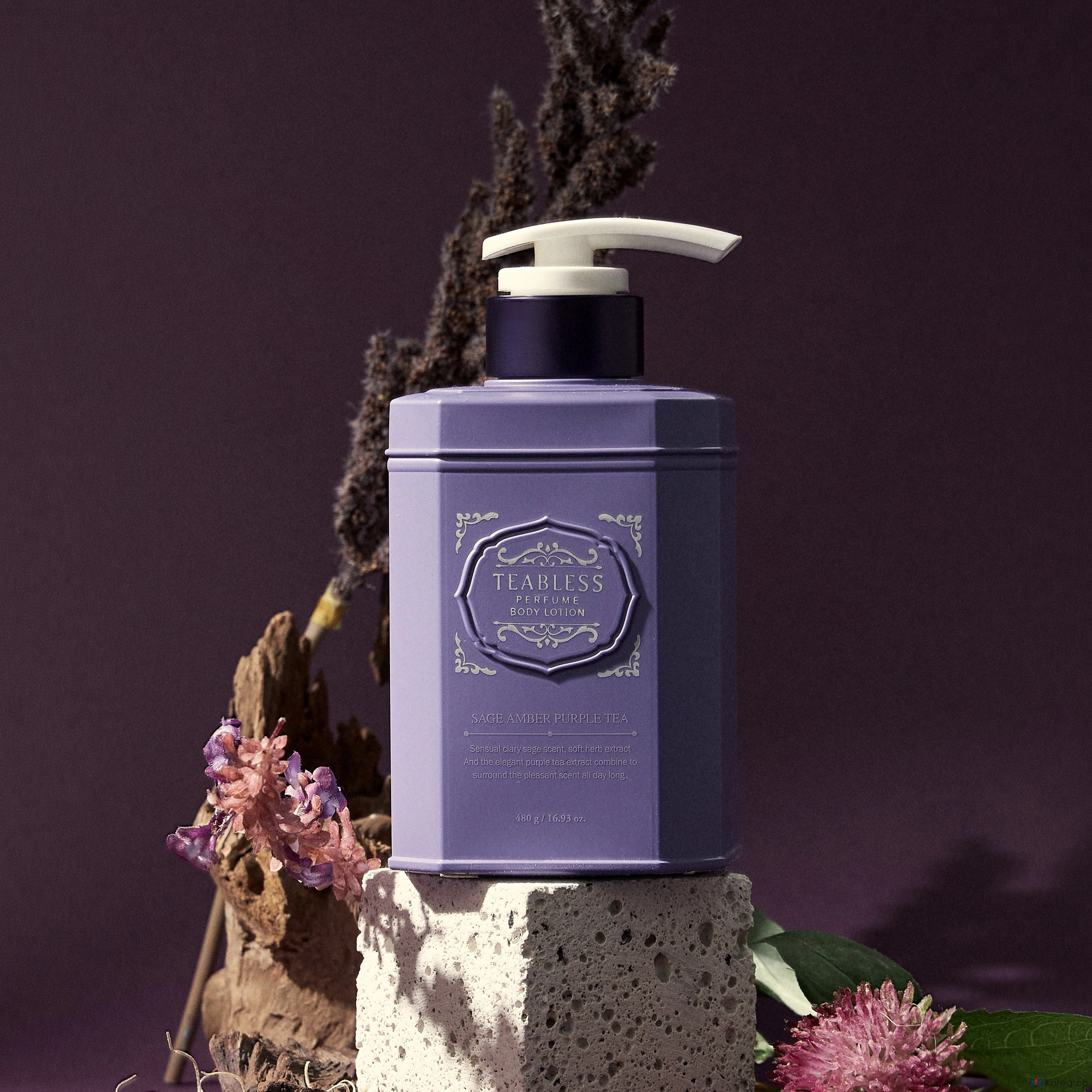 Лосьон для тела TEABLESS с ароматом фиолетового чая, цветочно-древесный, 480 г, 1 шт.