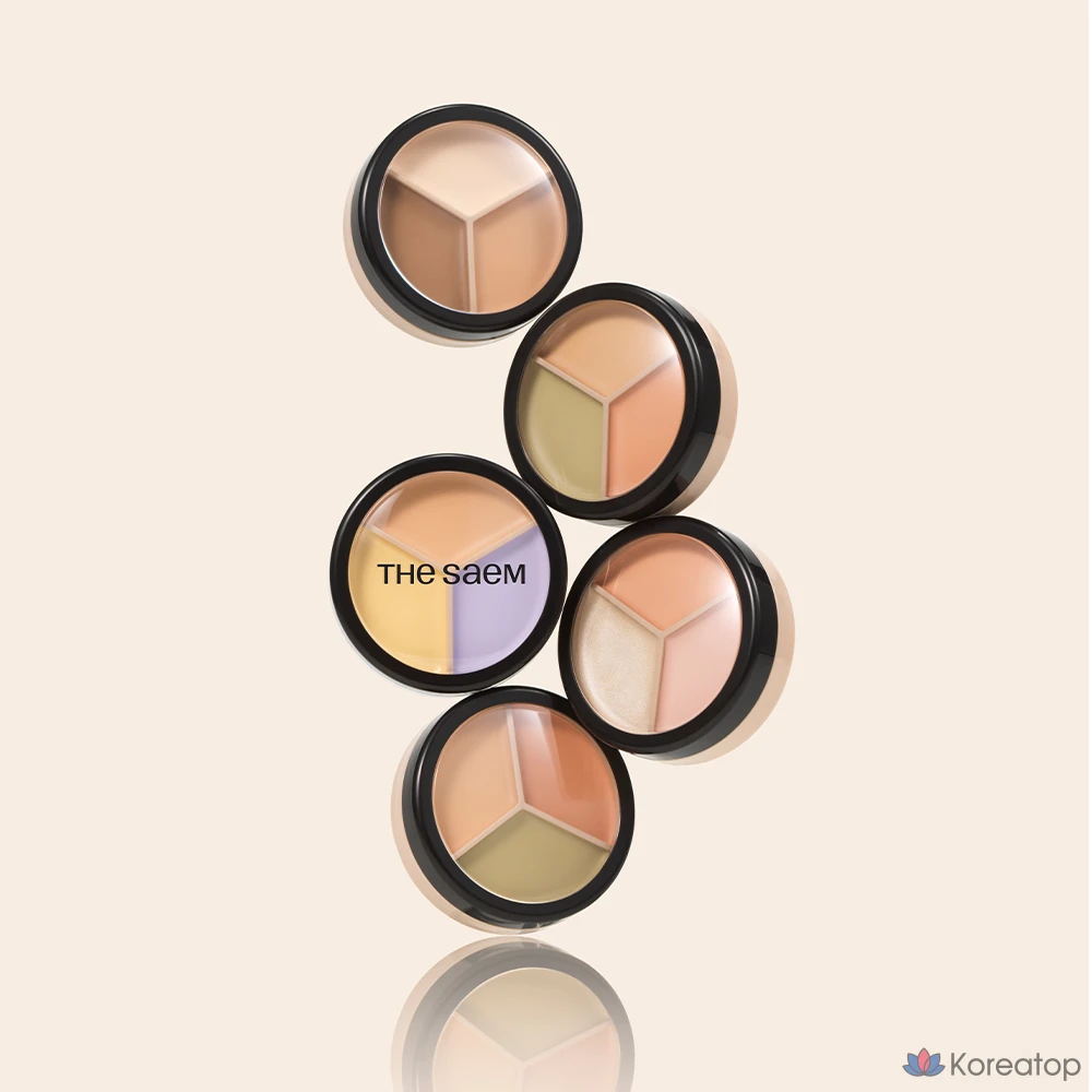 Набор консилеров The Saem Cover Perfection Concealer Duo Set B, 5 комплектов, 3 оттенка Correct Up Beige + 1 оттенок Clear Beige., фото 4