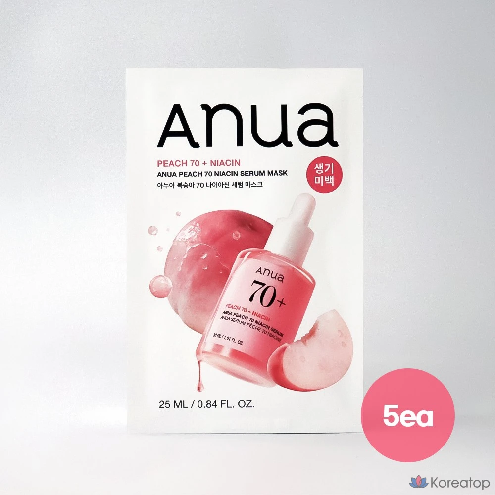Anua Peach 70 Сывороточная маска с ниацином 25 г, 1 упаковка, 5 шт.