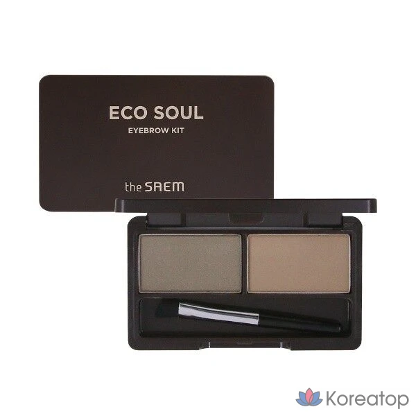Набор для бровей The Saem Eco Soul, 5 г, оттенок № 1, натуральный коричневый, 1 шт.