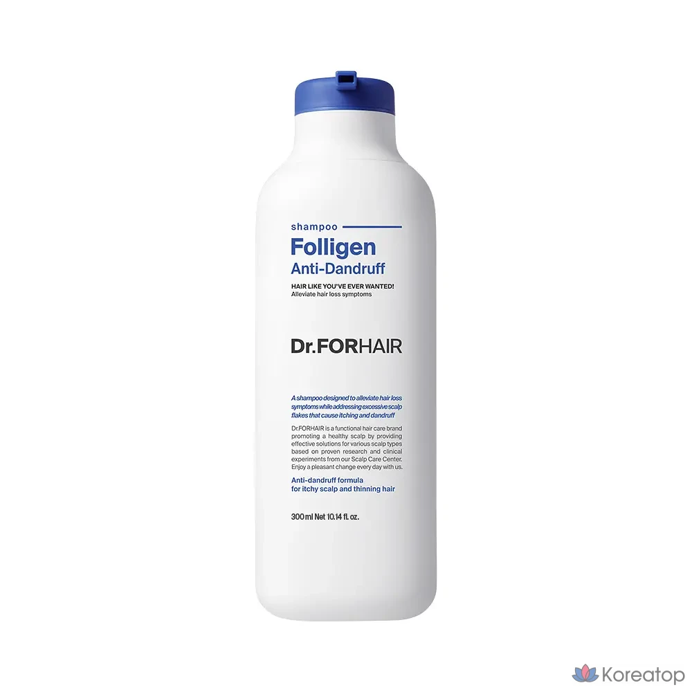 Шампунь Dr. For Hair Folligen для улучшения состояния волос при перхоти, функциональное средство против выпадения волос, 300 мл, 1 шт.