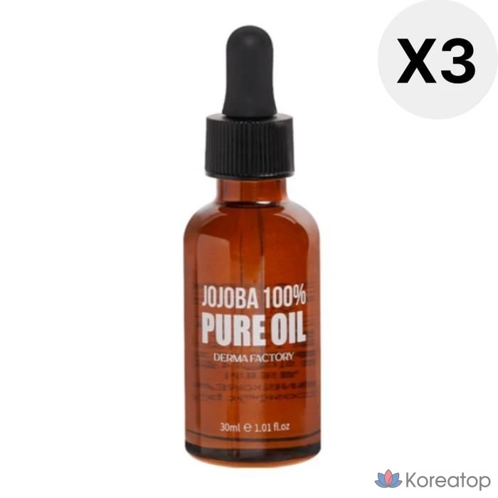 Масло жожоба Derma Factory EDLP нерафинированное холодного отжима, 30 мл, 3 упаковки. Увлажняющее, питательное, повышающее эластичность кожи.