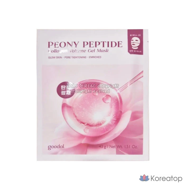 Гелевая маска Goodal с пептидным коллагеном и пионом для повышения эластичности кожи, 1 упаковка, 1 шт.
