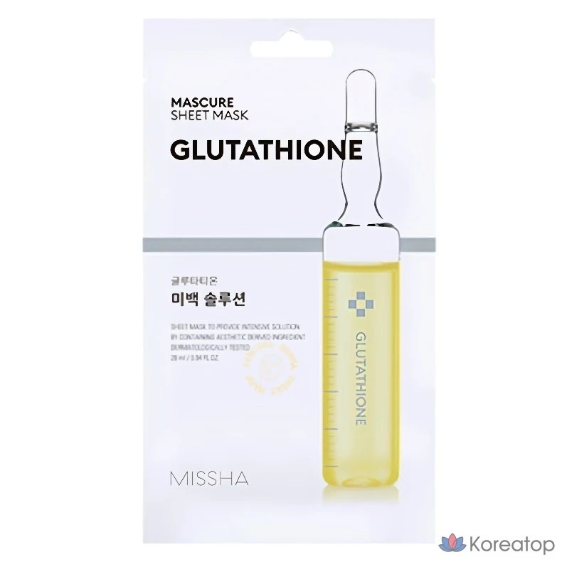 Тканевая маска для лица Missha Mascure Whitening Solution с глутатионом, 1 шт., 1 упаковка.