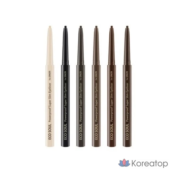 Подводка для глаз The Saem Eco Soul Powerproof Ultra Slim Eyeliner, пепельно-черная, 0.1g, 1 шт.
