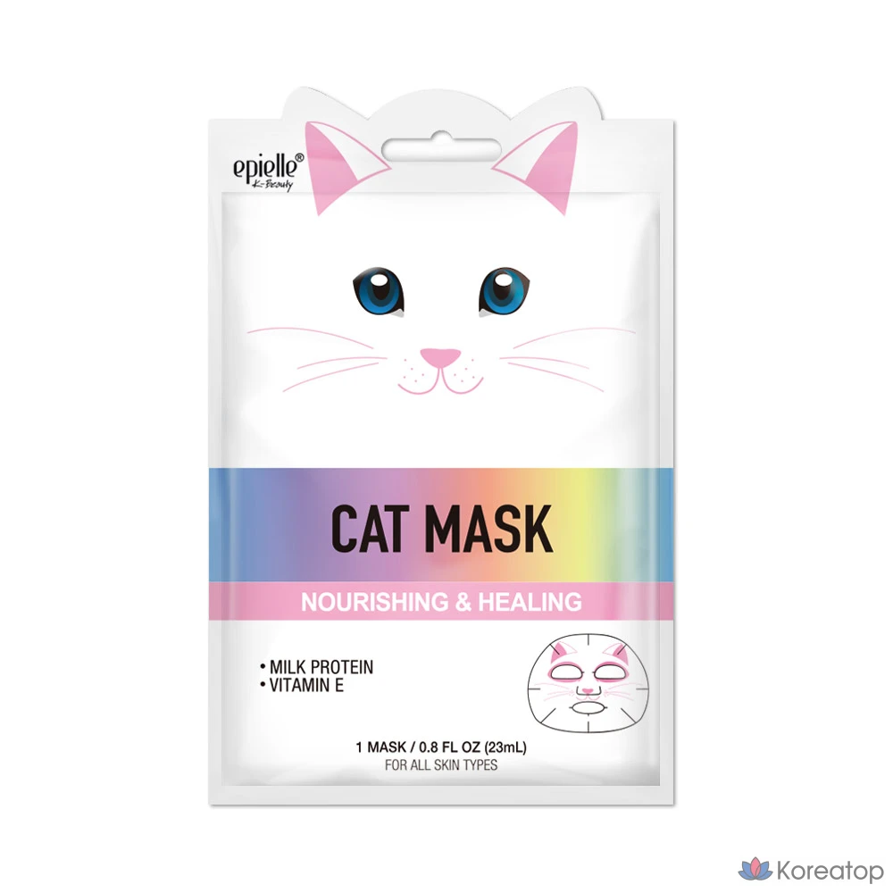 Набор из 12 тканевых масок Epielle Tone-Up & Moisturizing Cat Animal Character Mask Pack, 12 штук., фото 2