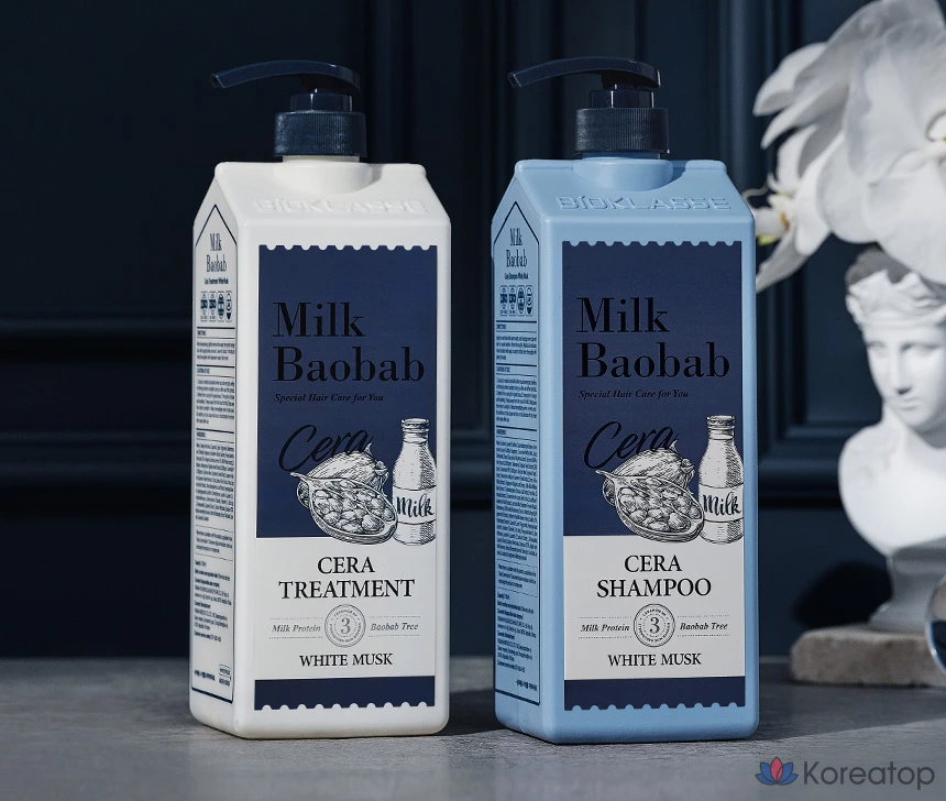 Шампунь Milk Baobab Sera 1,2 л + средство для ухода 1,2 л с ароматом белого мускуса, 1 шт.