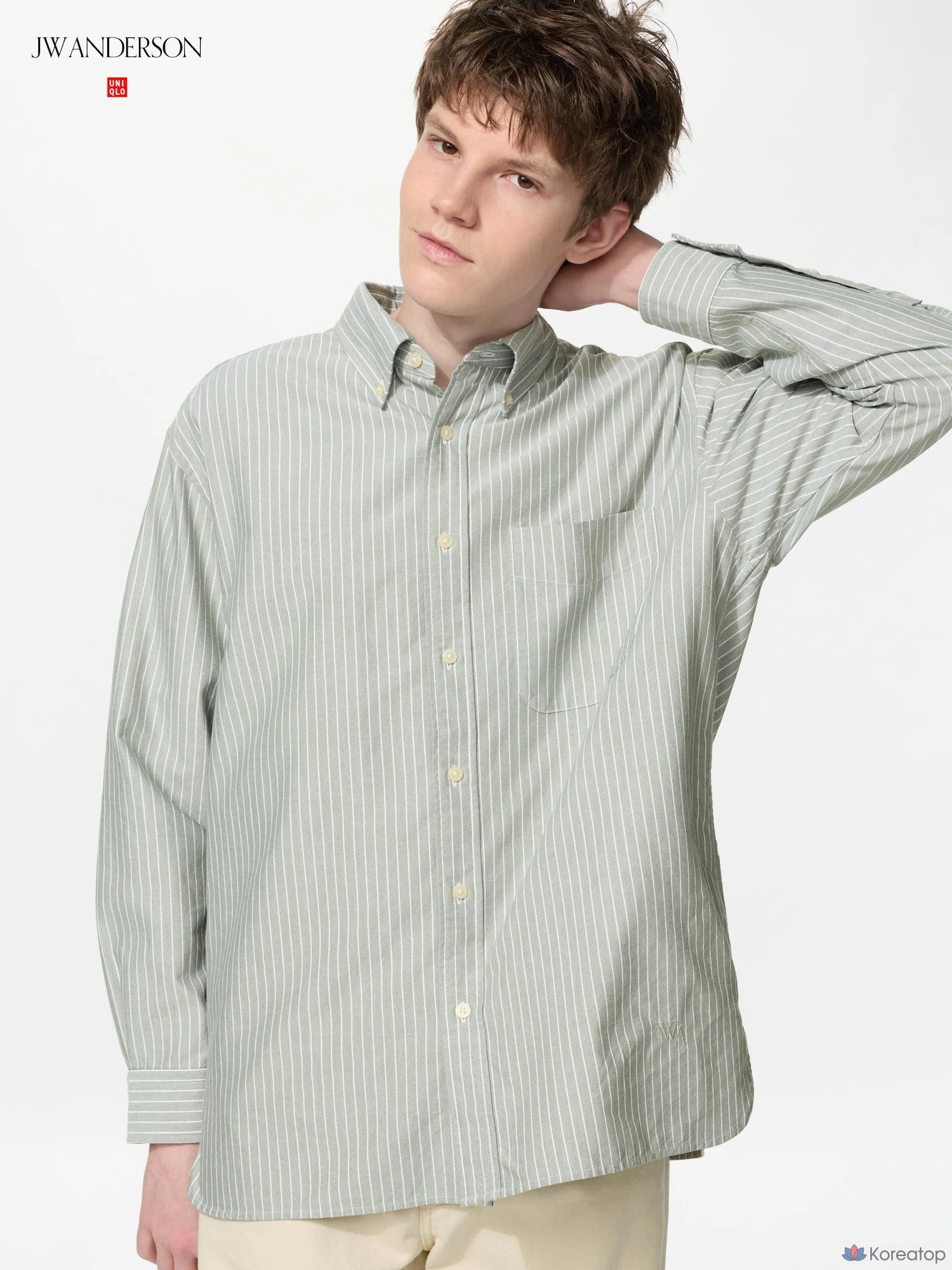 Рубашка Uniqlo Oxford Oversized Shirt A, в полоску