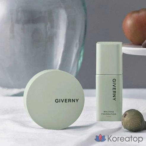 Матовый кушон с запаской бежевый Giverny close-fitting cover Оригинал 12 г + набор для заправки 12 г, светло-бежевый