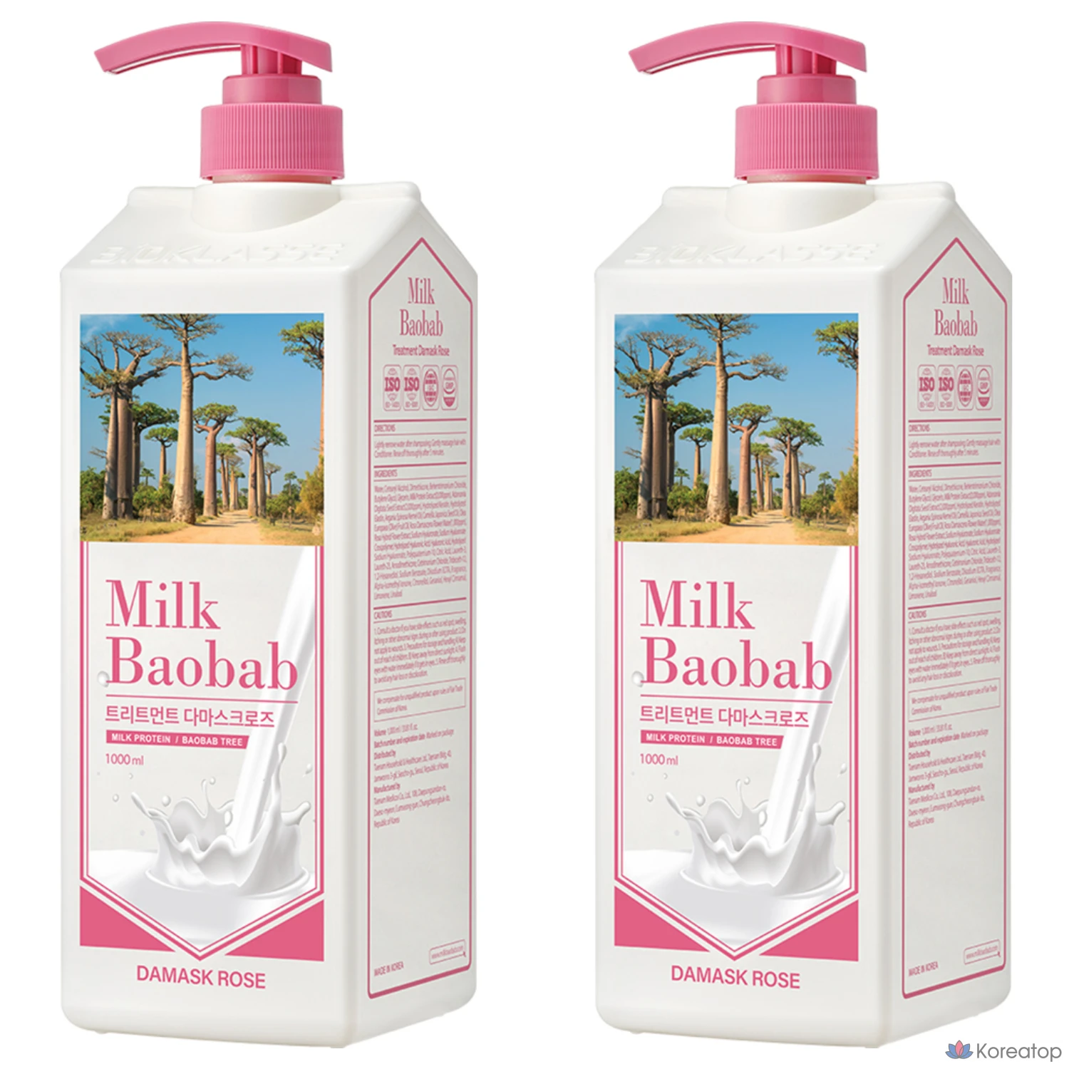 Milk Baobab Protein Care Treatment с ароматом дамасской розы, 1 л, 2 упаковки.
