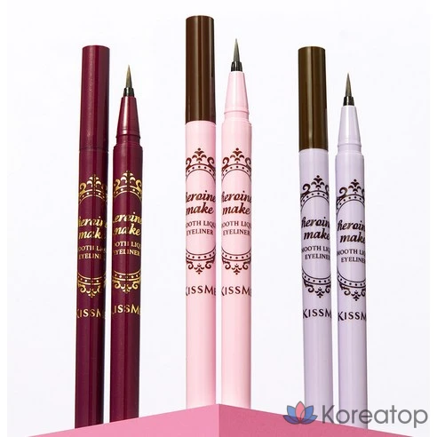 Жидкая подводка для глаз KissMe Heroine Make Smooth Liquid Eyeliner Super Keep Waterproof, оттенок 02 Темно-коричневый, 0,4 мл