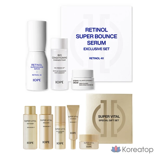 Набор из 3 предметов: сыворотка с ретинолом IOPE Retinol Super Bounce Serum, 1 шт.