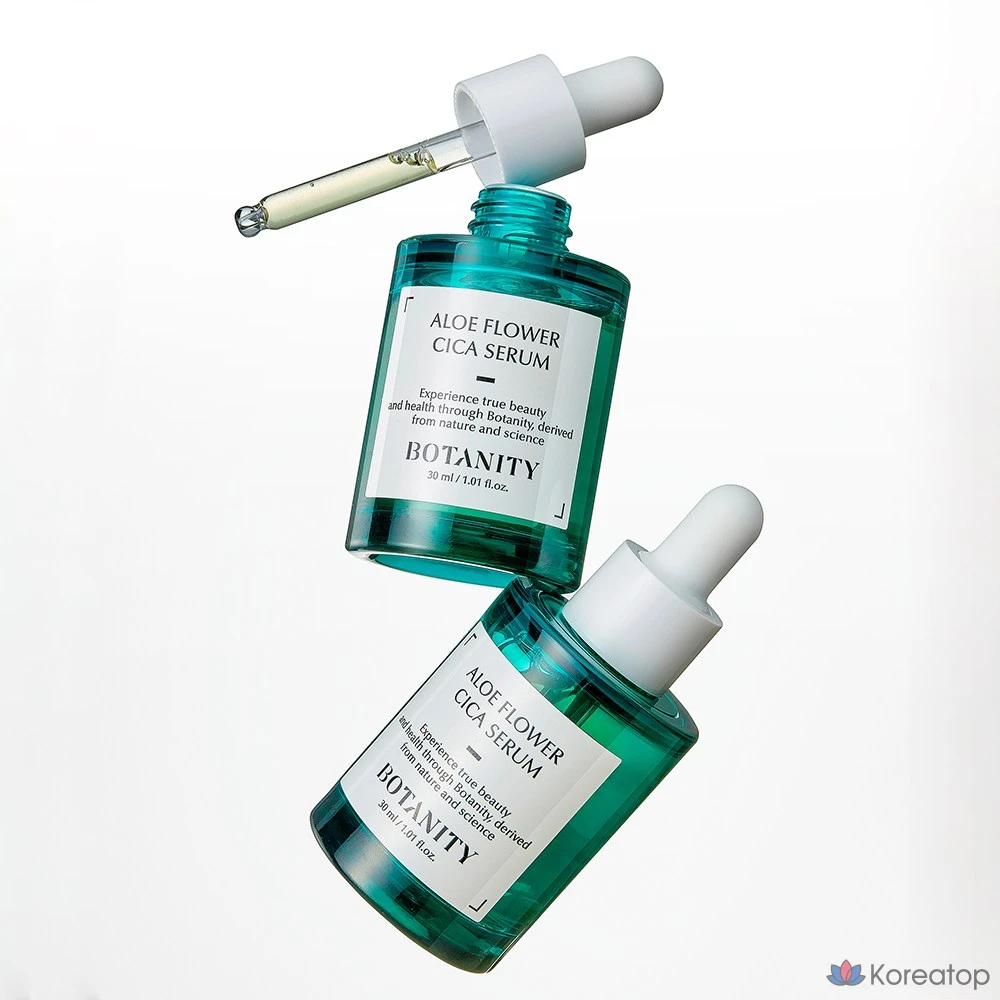 Сыворотка BOTANITY Aloe Cica, успокаивающий экстракт цветков алоэ вера, запатентованный ингредиент для улучшения состояния кожи, 30 мл, 1 шт.