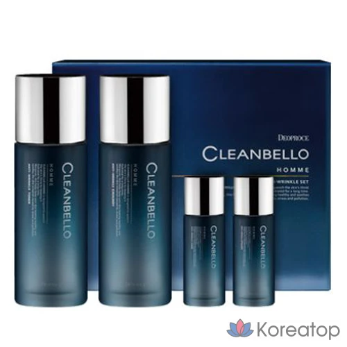 Набор из 4 лосьонов против морщин Deoproce Cleanbella Homme Anti-Wrinkle Skin Lotion Basic, 1 комплект.