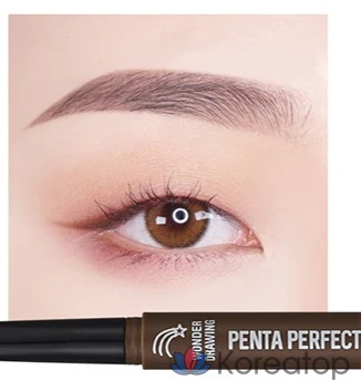 Карандаш для бровей Holika Holika Wonder Drawing Penta Perfection, 0,3 г, натуральный коричневый, 1 шт., фото 3