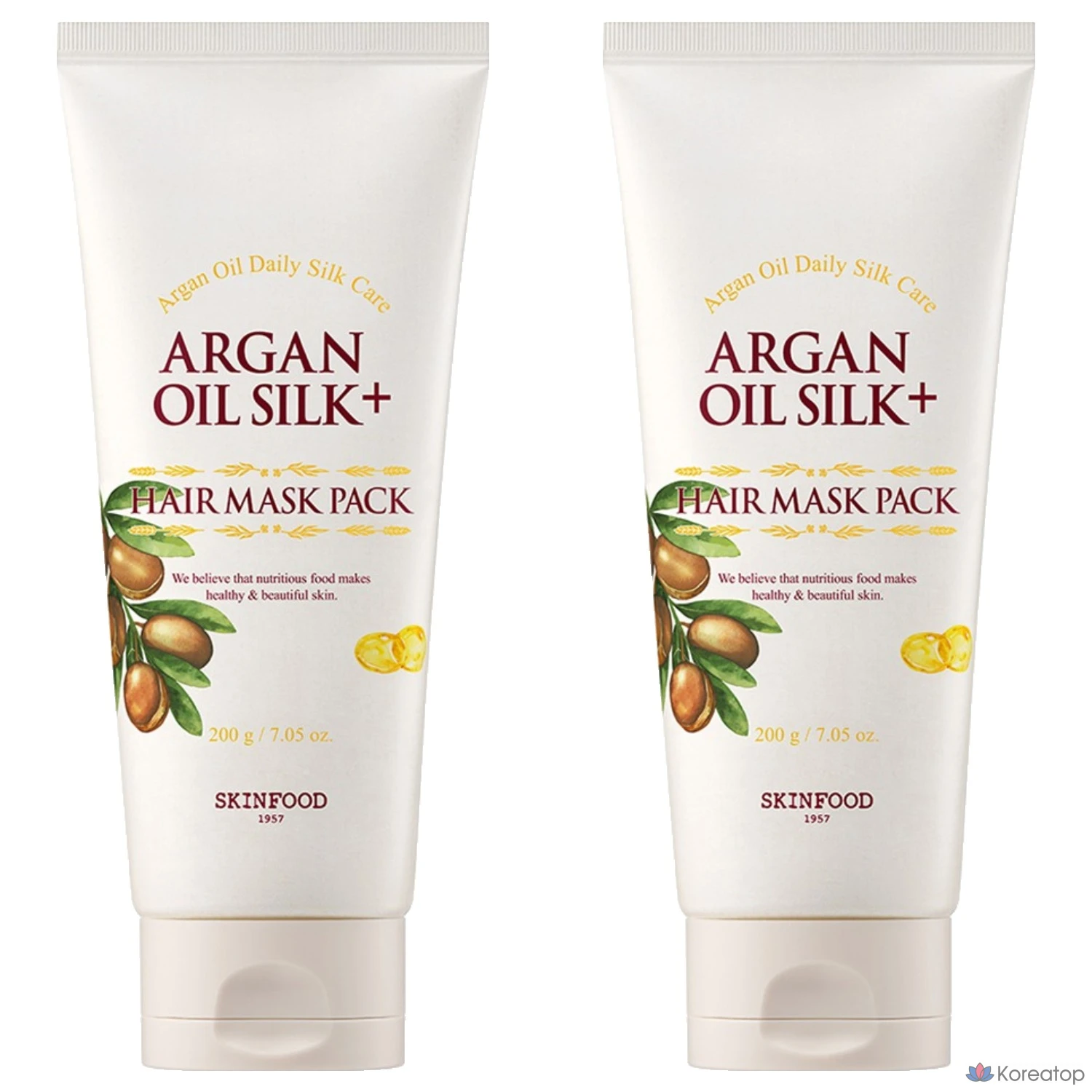 Набор масок для волос Skinfood Argan Oil Silk Plus, 200 г, 2 шт.