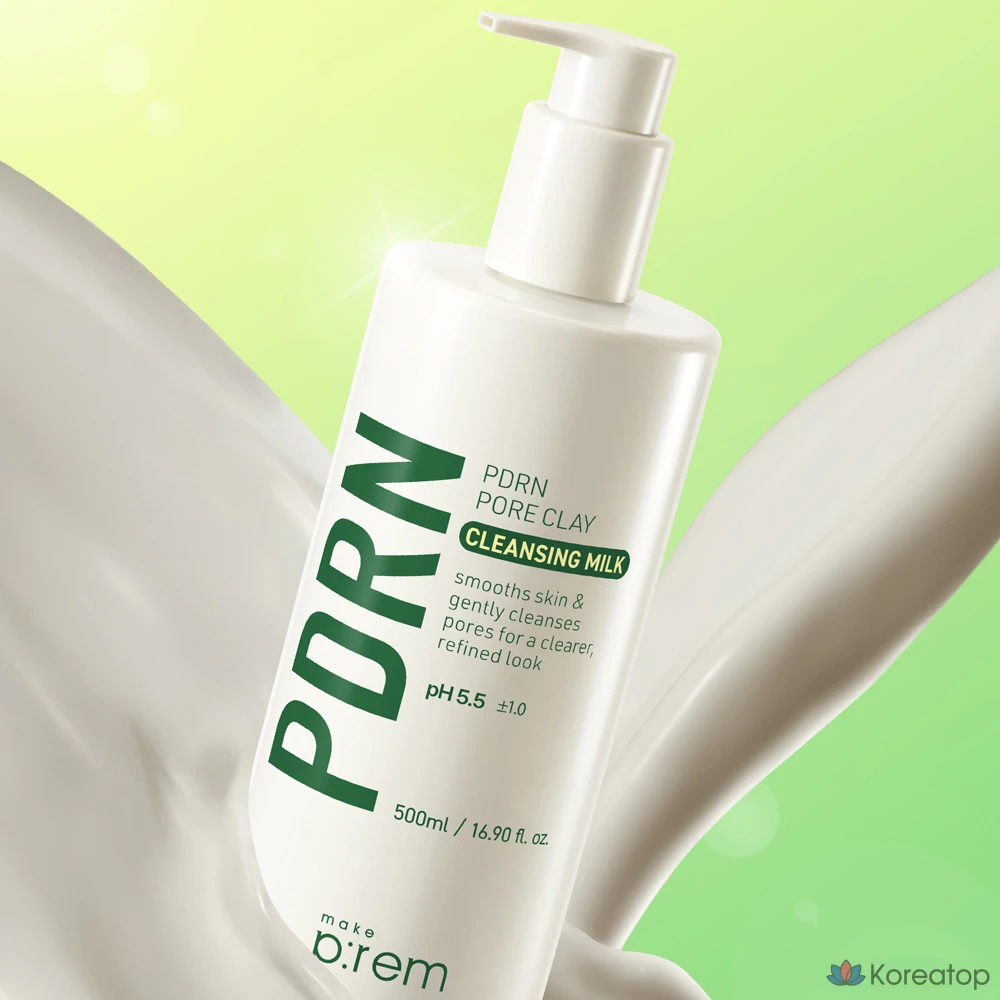 Очищающее молочко для пор MAKE P:REM PDRN с глиной, 500 мл, 500 г, 1 шт., фото 3