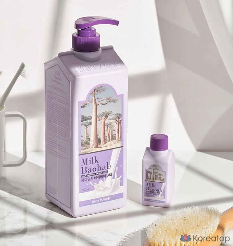 Гель для душа Milk Baobab с ароматом детской присыпки, 1 л, 1 шт., фото 4