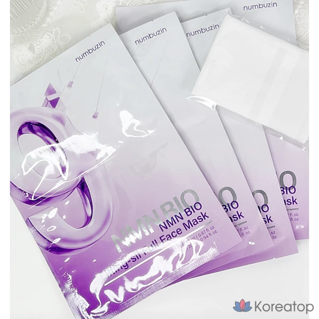 Набор для лифтинга лица Numbers in 9 NMN BIO, 4 листа, эластичная ткань, 5 штук, фото 2