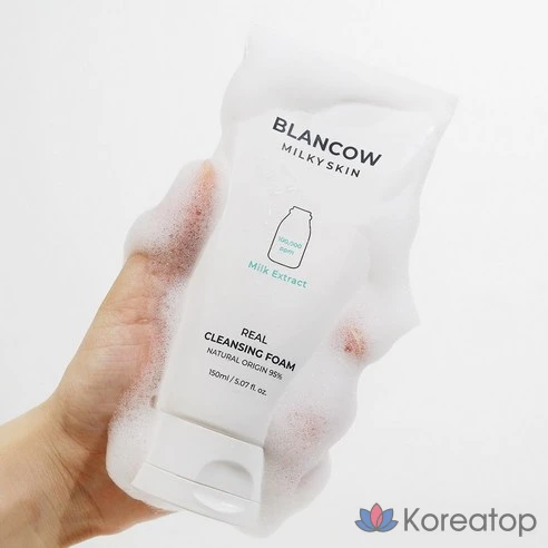 BLANCOW Очищающая пенка для лица с пептидами Milky Skin Milk Extract Real Cleansing Foam, 150 мл, 2 шт.
