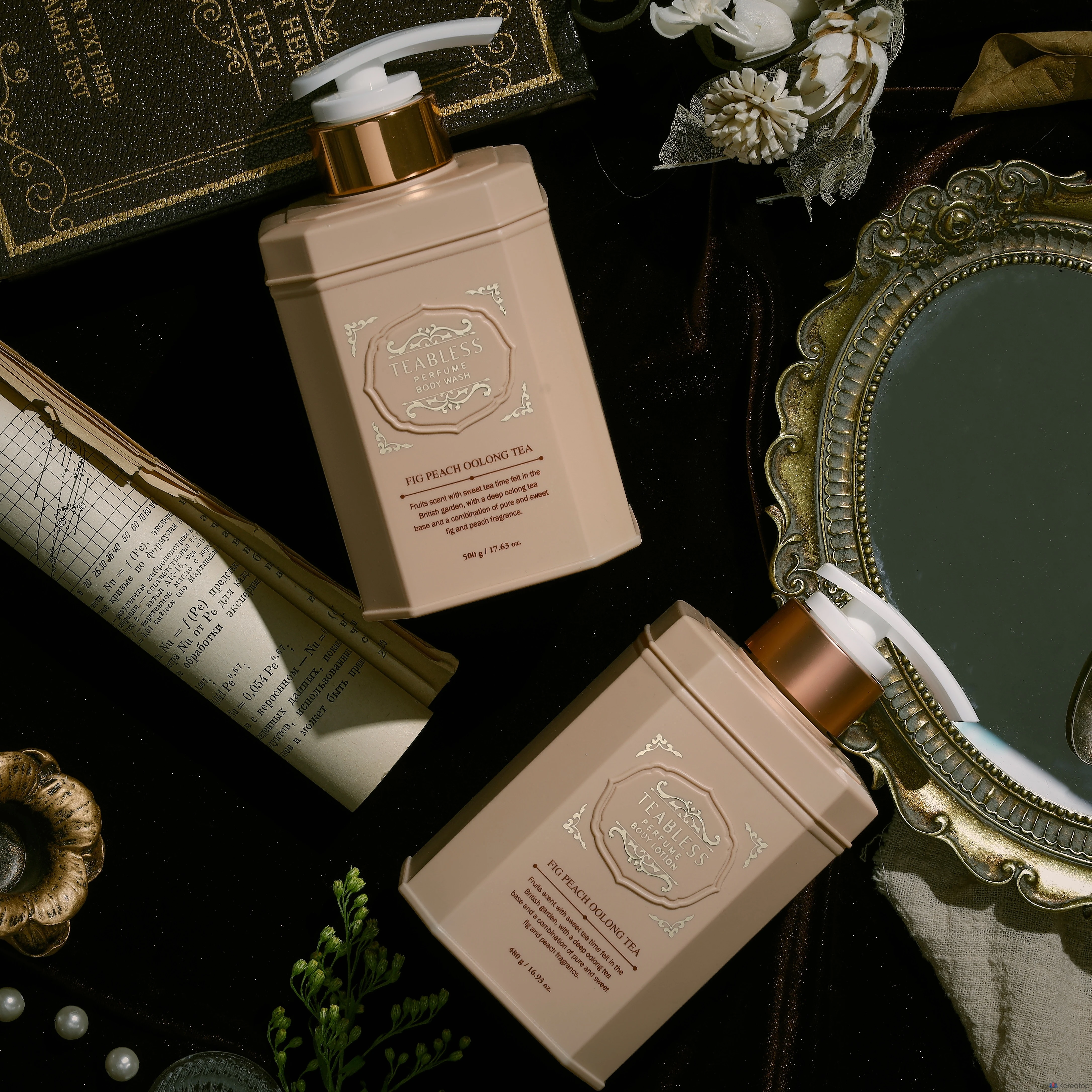 Набор для ухода TEABLESS Perfume Body Lotion + Body Wash + Gift Box Set, аромат Oolong Tea Fig Peach, 3 шт., фото 4