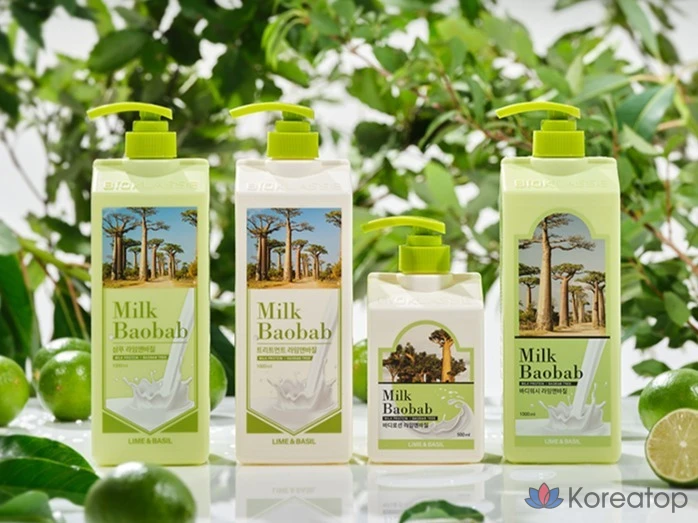 Гель для душа Milk Baobab с лаймом и базиликом, 1 л, 1 шт.