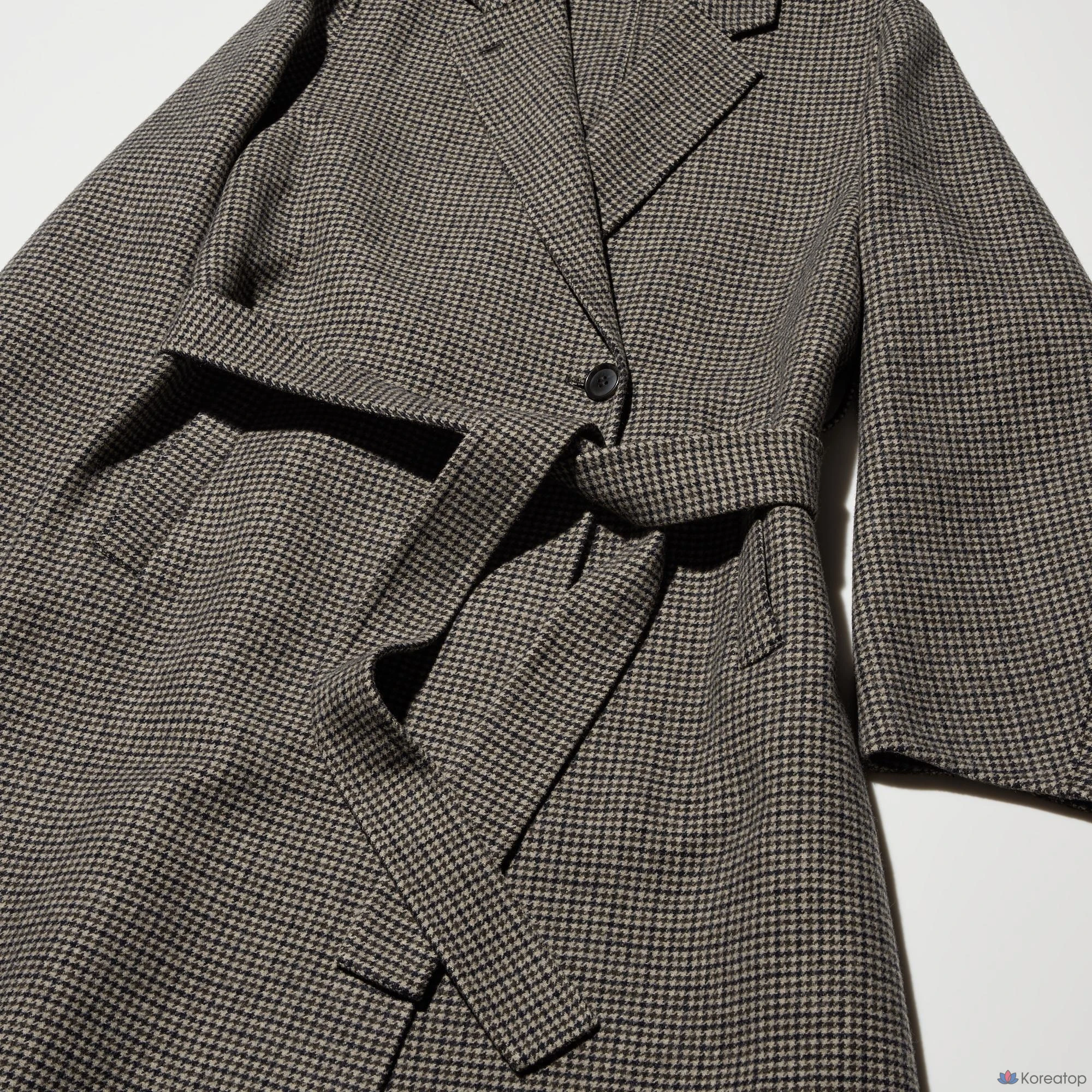 Пальто длинное Uniqlo Double Face Relax Long Coat, принт