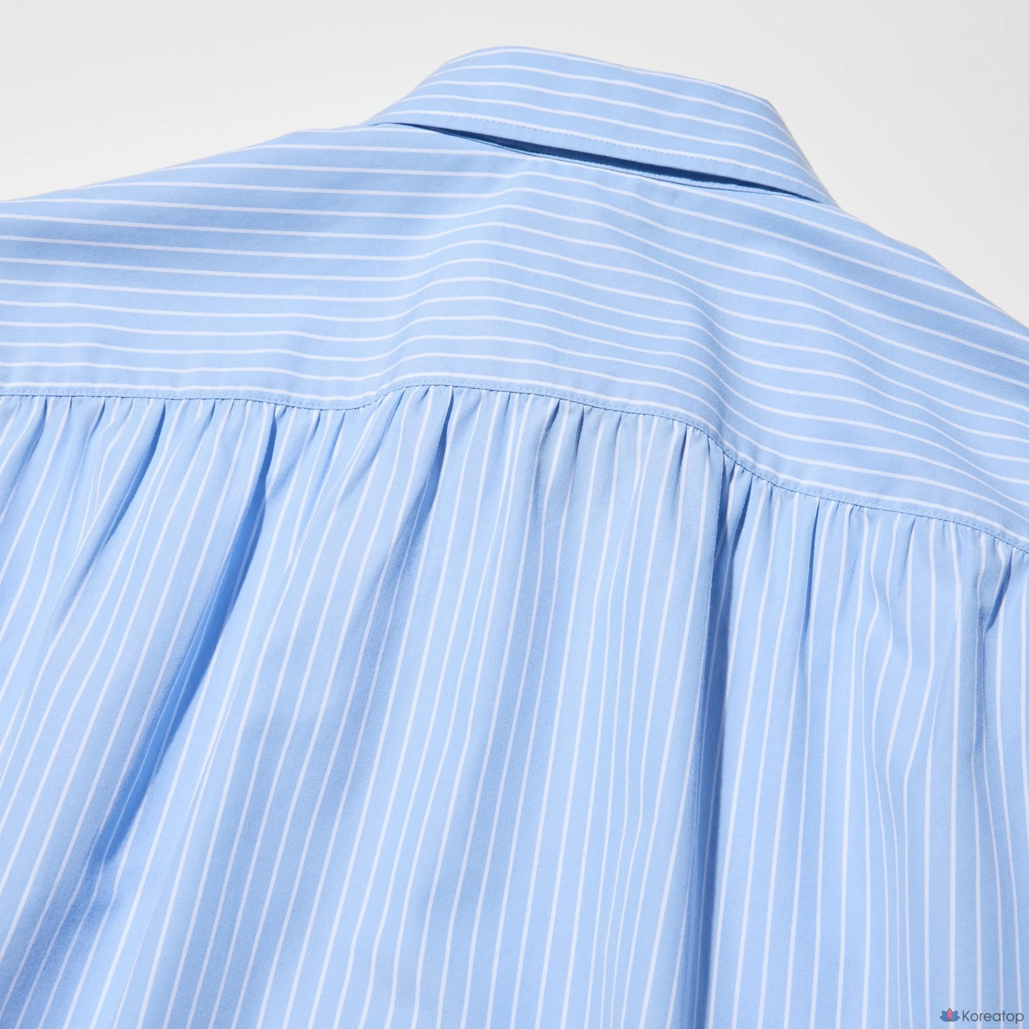 Рубашка Uniqlo Cotton Volume Sleeve Shirt, черный в полоску