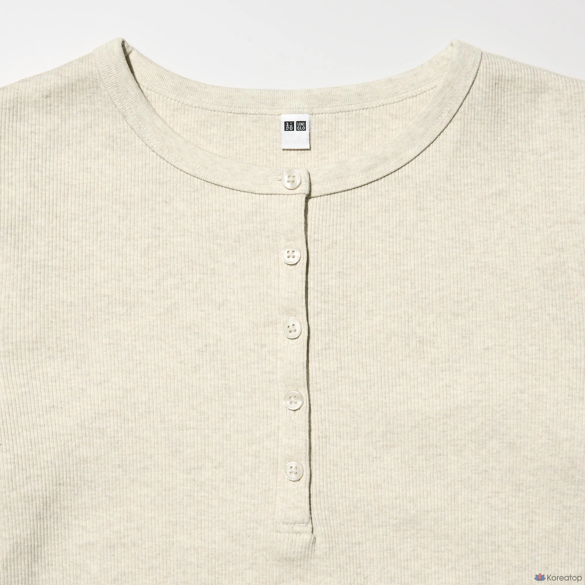 Футболка с длинным рукавом Uniqlo Rib Henley Neck T