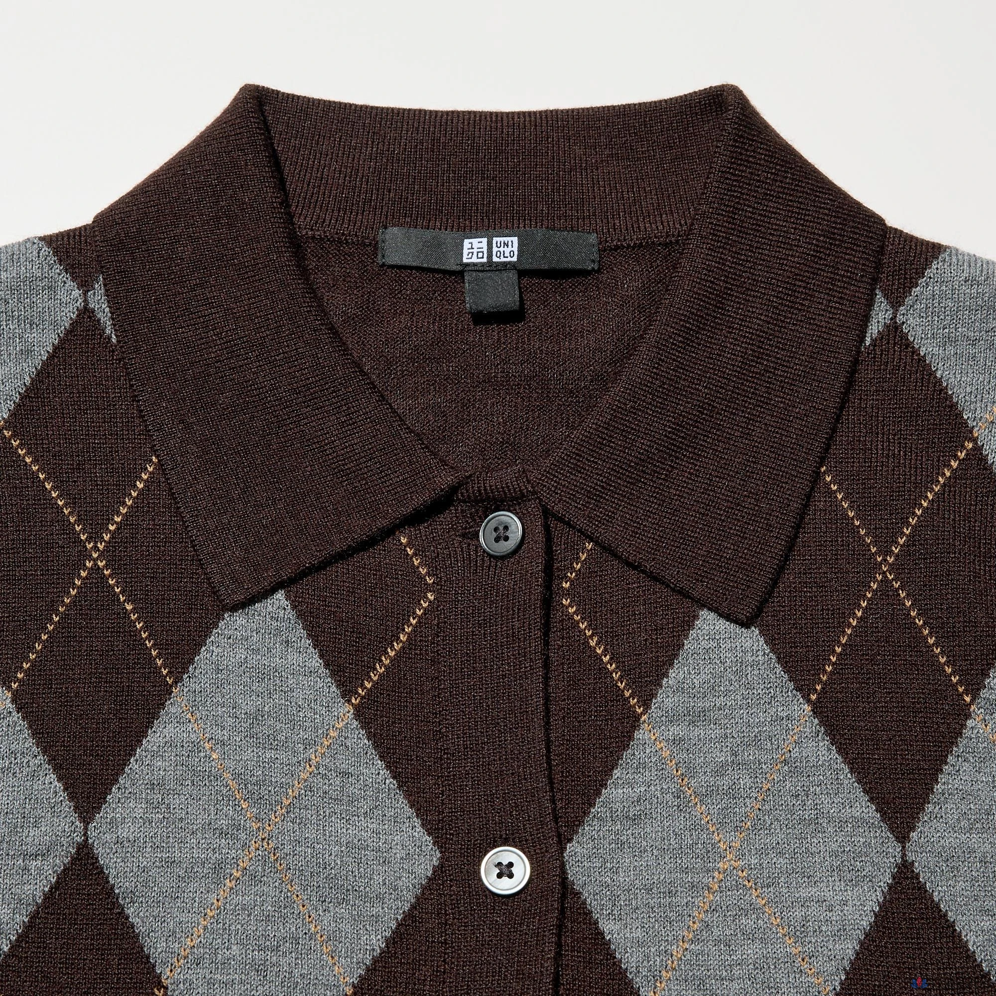 Кардиган Uniqlo Merino Blend Polo Cardigan Short Sleeve Argyle