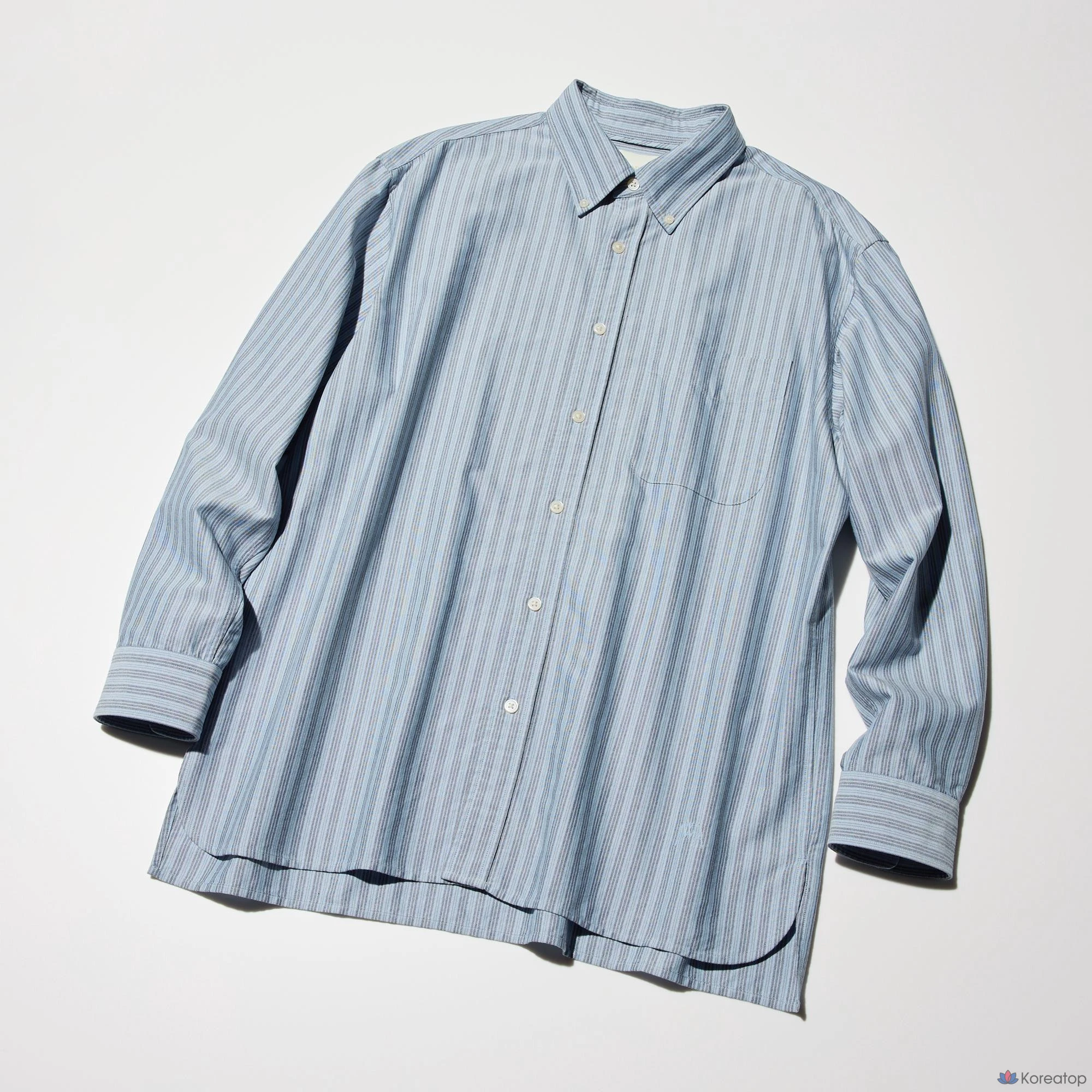 Рубашка Uniqlo Oxford Oversized Shirt B, в полоску