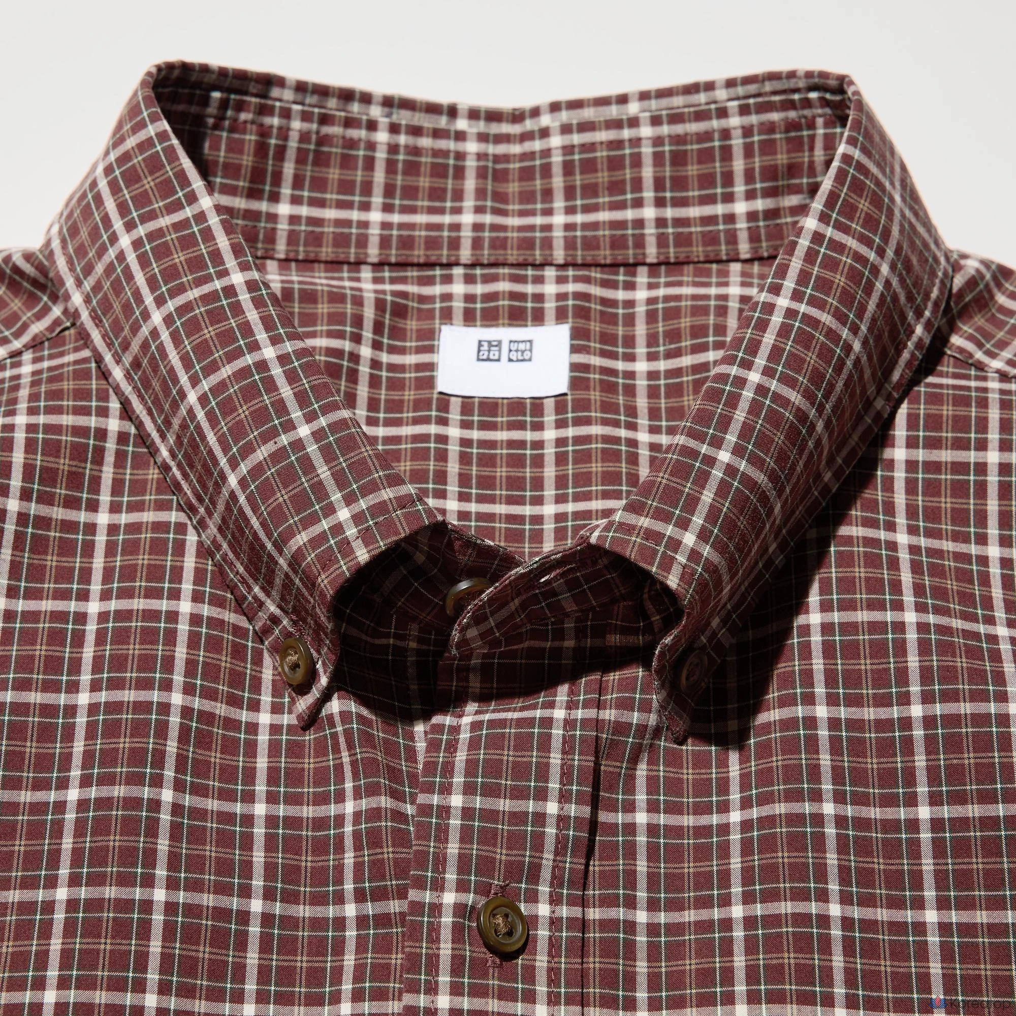 Рубашка Uniqlo Broadcloth Shirt Button-Down Collar, в клетку C